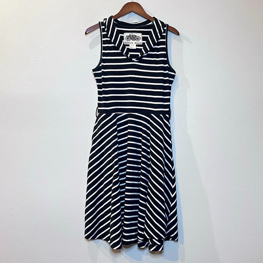 Effie's Heart Navy and White Striped Midi Dress - Picture 4 of 10
